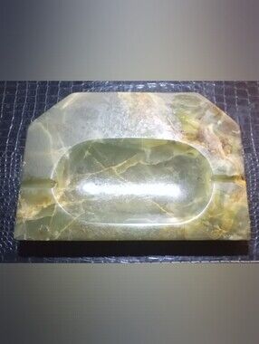 VTG Mid Century Oversized Green Onyx Stone Valet Tray Catchall
